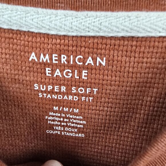 American Eagle Mens Super Soft Rust Long Sleeve Shirt M - Picture 4 of 6